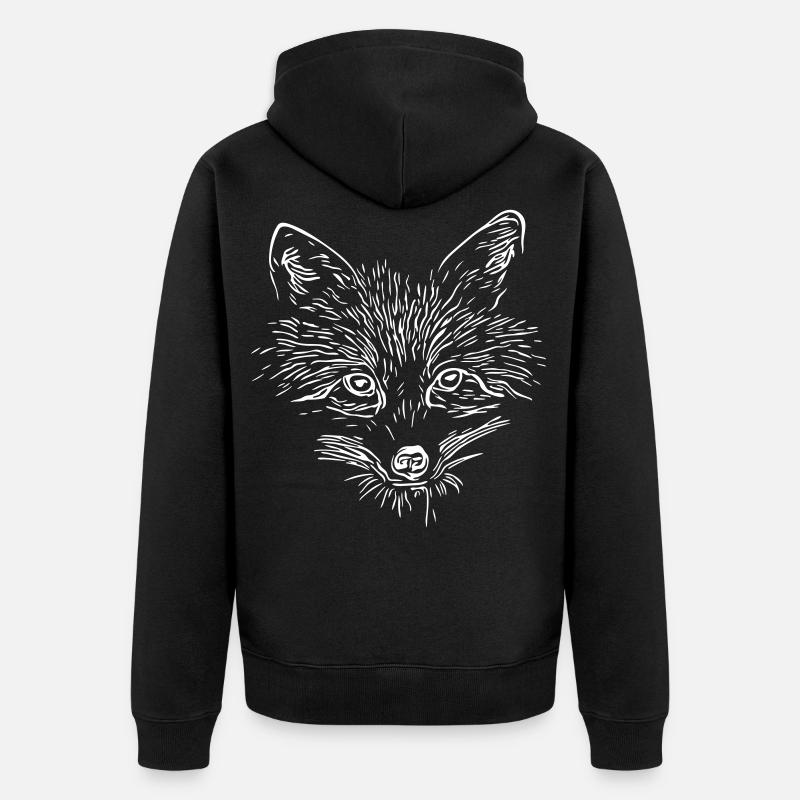 Fuchs Gesicht - Fox Face - Unisex Premium Bio Zip Hoodie - Schwarz