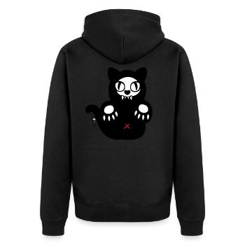 Ghost Cat - Unisex Premium Bio Zip Hoodie - Schwarz - Hinten - Nico (187cm)