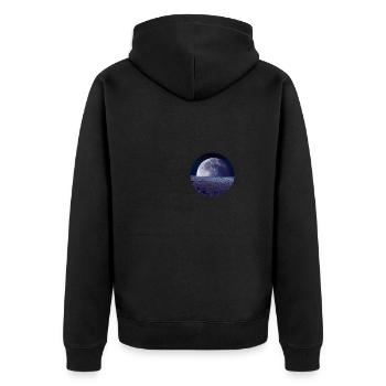 Mond - Unisex Premium Bio Zip Hoodie - Schwarz - Hinten - Nico (187cm)