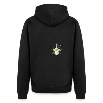 Streichinstrument Hennes - Unisex Premium Bio Zip Hoodie - Schwarz - Hinten - Nico (187cm)