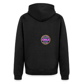Mutter Amila - Unisex Premium Bio Zip Hoodie - Schwarz - Hinten - Nico (187cm)
