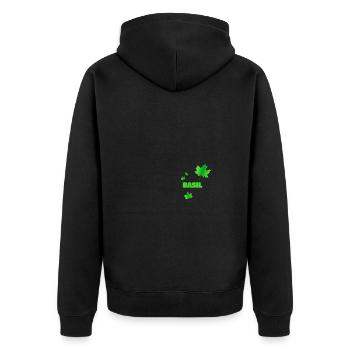 Fortwirt Basil - Unisex Premium Bio Zip Hoodie - Schwarz - Hinten - Nico (187cm)