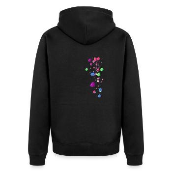 Edelsteine, bunt,Perlen,Sterne, Steine - Unisex Premium Bio Zip Hoodie - Schwarz - Hinten - Nico (187cm)