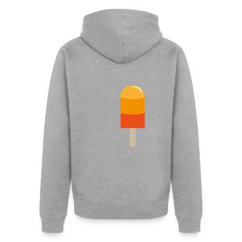 Eis am Stiel - Unisex Premium Bio Zip Hoodie - Grau meliert - Hinten - Nico (187cm)