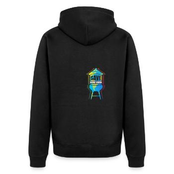 Supportive Routines of Planting Say - Unisex Premium Organic Zip Hoodie - black - Back - Nico (187cm)
