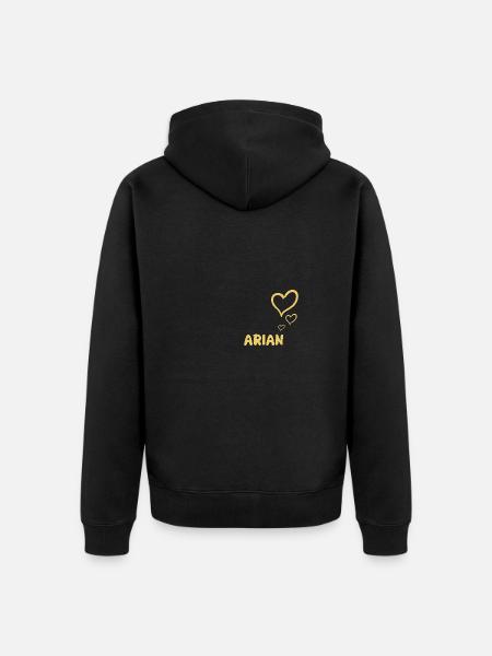 First name Arian - Unisex Premium Organic Zip Hoodie - black