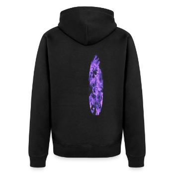 Surfboard mit blauen Flammen - Unisex Premium Bio Zip Hoodie - Schwarz - Hinten - Nico (187cm)