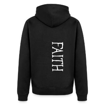 Faith Beautiful Vertical Christian Lettering - Unisex Premium Organic Zip Hoodie - black - Back - Nico (187cm)