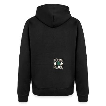 I come in peace im peace couples - Unisex Premium Bio Zip Hoodie - Schwarz - Hinten - Nico (187cm)