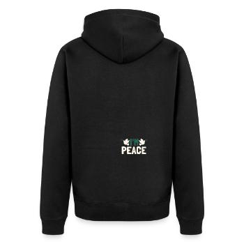 I come in peace im peace couples - Unisex Premium Bio Zip Hoodie - Schwarz - Hinten - Nico (187cm)