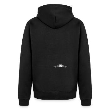 Hip Hop Beat Producer Retro Ghetto Blaster 1990s - Unisex Premium Bio Zip Hoodie - Schwarz - Hinten - Nico (187cm)
