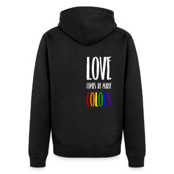 Love comes in many colors LGBTQI - Unisex Premium Bio Zip Hoodie - Schwarz - Hinten - Nico (187cm)