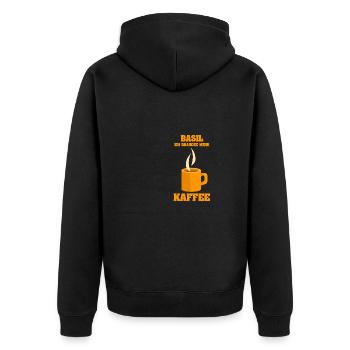 Kaffetasse Basil - Unisex Premium Bio Zip Hoodie - Schwarz - Hinten - Nico (187cm)