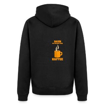 Kaffee Davin - Unisex Premium Bio Zip Hoodie - Schwarz - Hinten - Nico (187cm)