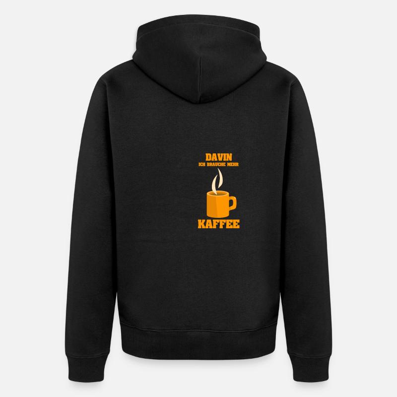 Kaffee Davin - Unisex Premium Bio Zip Hoodie - Schwarz