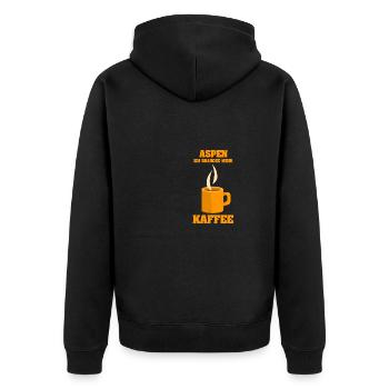 Cafe Aspen - Unisex Premium Bio Zip Hoodie - Schwarz - Hinten - Nico (187cm)