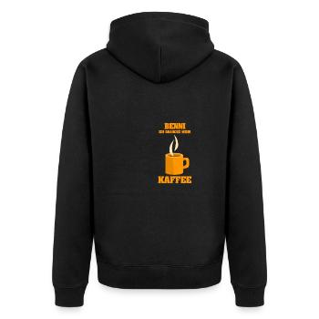 Cafe Benni - Unisex Premium Bio Zip Hoodie - Schwarz - Hinten - Nico (187cm)