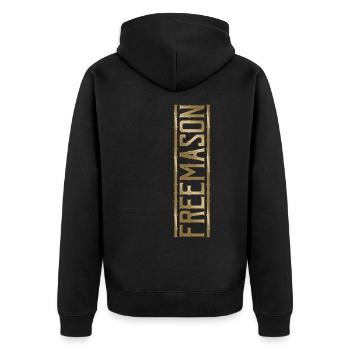 Masonic Freemasonry Fraternal - Unisex Premium Bio Zip Hoodie - Schwarz - Hinten - Nico (187cm)