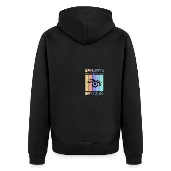 Rollstuhl Behinderung Handicap Rollstuhlfahrer - Unisex Premium Bio Zip Hoodie - Schwarz - Hinten - Nico (187cm)