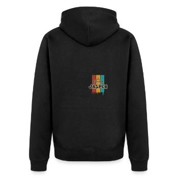 Geschenk für Jasper - Unisex Premium Bio Zip Hoodie - Schwarz - Hinten - Nico (187cm)