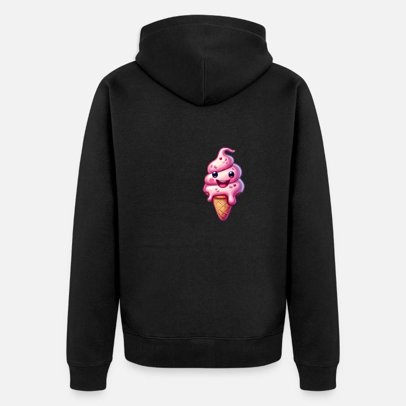 Lächelnde Eiskreation - Unisex Premium Bio Zip Hoodie - Schwarz