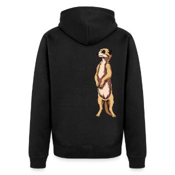 Erdmännchen - Unisex Premium Bio Zip Hoodie - Schwarz - Hinten - Nico (187cm)