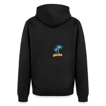 Geschenk für Aruba - Unisex Premium Bio Zip Hoodie - Schwarz - Hinten - Nico (187cm)
