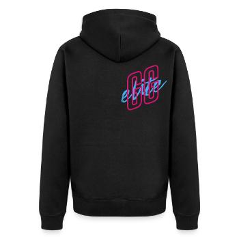 GGElite Scripted Vibe Logo - Unisex Premium Organic Zip Hoodie - black - Back - Nico (187cm)