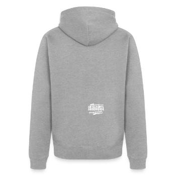 Holz Versprechen Waldarbeiter Forstwirt Herren - Unisex Premium Bio Zip Hoodie - Grau meliert - Hinten - Nico (187cm)