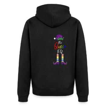 The Queer Elf - Der schwule Weihnachtself - Unisex Premium Bio Zip Hoodie - Schwarz - Hinten - Nico (187cm)