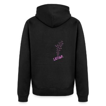 Blubbern für Luisa Wasser Wassersport - Unisex Premium Bio Zip Hoodie - Schwarz - Hinten - Nico (187cm)