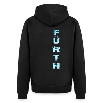 Fürth Germany City Font Skyline Accueil - Veste à capuche bio Premium Unisexe - noir - Dos - Nico (187cm)