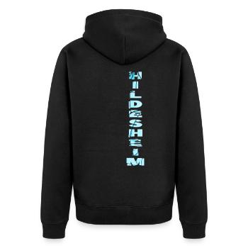 Hildesheim Allemagne City Font Skyline - Veste à capuche bio Premium Unisexe - noir - Dos - Nico (187cm)