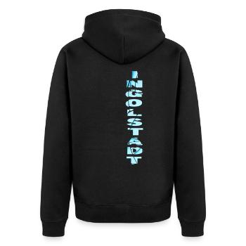 Ingolstadt Deutschland Stadt Schrift Skyline - Unisex Premium Bio Zip Hoodie - Schwarz - Hinten - Nico (187cm)