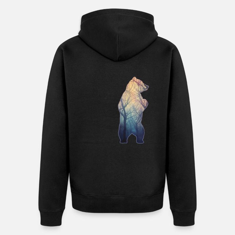 Jäger Bergsteiger Wanderer Bär - Unisex Premium Bio Zip Hoodie - Schwarz