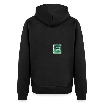 Techno Music Raver Electro Musik DJ Discjokey - Unisex Premium Bio Zip Hoodie - Schwarz - Hinten - Nico (187cm)