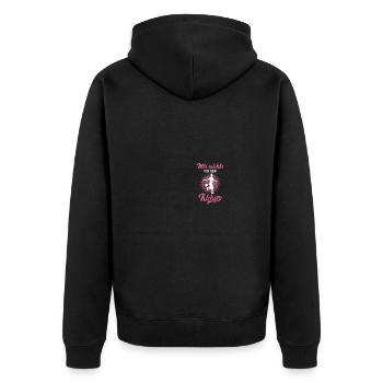 Fussballerin Fussballspielerin Frauenfussball - Unisex Premium Bio Zip Hoodie - Schwarz - Hinten - Nico (187cm)