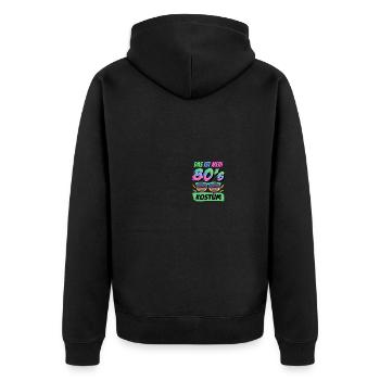 80er jahre Pary Mottoparty 80s Outfit - Unisex Premium Bio Zip Hoodie - Schwarz - Hinten - Nico (187cm)