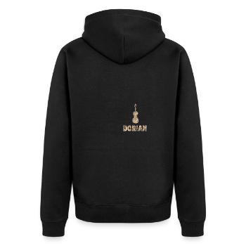 Geschenk für Dorian - Unisex Premium Bio Zip Hoodie - Schwarz - Hinten - Nico (187cm)