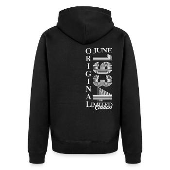 Original Juni 1934 Jahrgang 1934 Geburtstag 1934 - Unisex Premium Bio Zip Hoodie - Schwarz - Hinten - Nico (187cm)