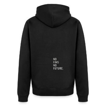 No Fins No Future Safe Sharks - Unisex Premium Bio Zip Hoodie - Schwarz - Hinten - Nico (187cm)