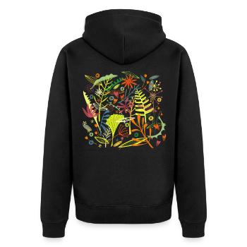 Tropical - Unisex Premium Organic Zip Hoodie - black - Back - Nico (187cm)
