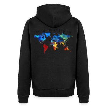 I Haven't Been Everywhere But It's On My List - Unisex Premium Bio Zip Hoodie - Schwarz - Hinten - Nico (187cm)
