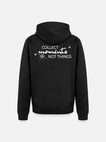 Collect Moments not Things - Unisex Premium Organic Zip Hoodie - black