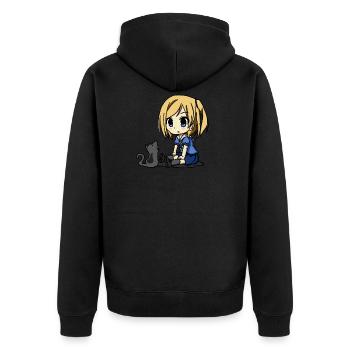 Manga Lilly Blue - Unisex Premium Organic Zip Hoodie - black - Back - Nico (187cm)