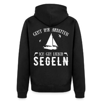 Ich geh lieber segeln - Unisex Premium Bio Zip Hoodie - Schwarz - Hinten - Nico (187cm)
