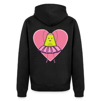 Avocado Ballerina Geschenk - Unisex Premium Bio Zip Hoodie - Schwarz - Hinten - Nico (187cm)