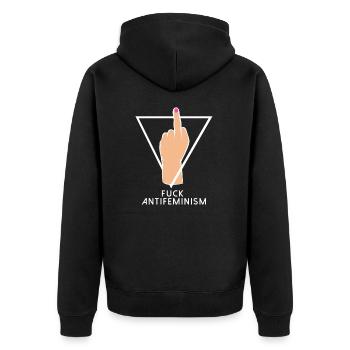 Feminist fingers - Unisex Premium Organic Zip Hoodie - black - Back - Nico (187cm)