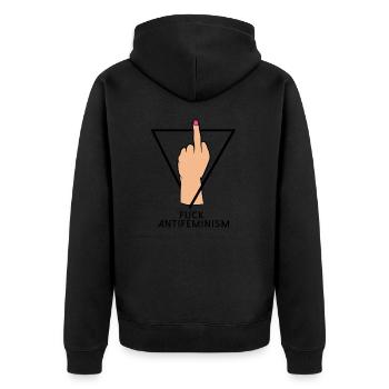 Middle finger feminist - Unisex Premium Organic Zip Hoodie - black - Back - Nico (187cm)