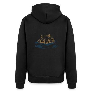 Grizzlybär Schwimmen Geschenkidee - Unisex Premium Bio Zip Hoodie - Schwarz - Hinten - Nico (187cm)